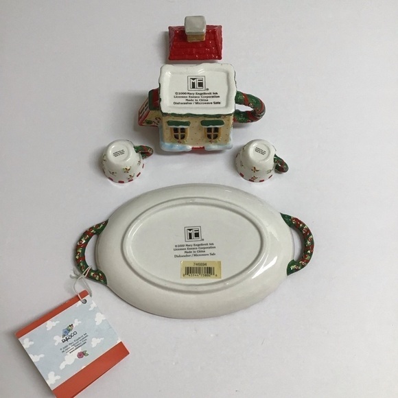 Mary Engelbreit Mini Tea Set Home Sweet Home 2000 Christmas Touches Ceramic NEW - Picture 8 of 10